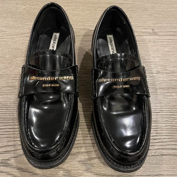 Alexander wang carter leather logo loafer